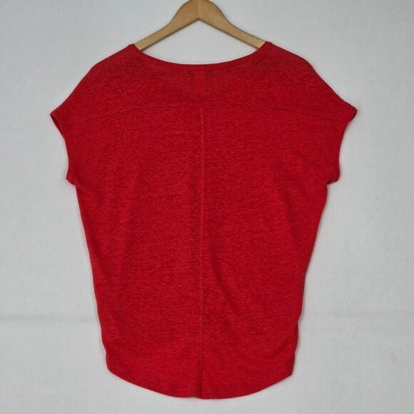 White House Black Market Women’s XXS Coral Orange Linen Blend Cap Sleeve Tee - Picture 2 of 8